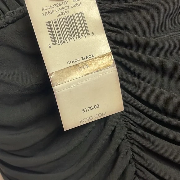 BCBG Maxazria Little Black V Neck Jersey Dress NWT - Picture 4 of 5